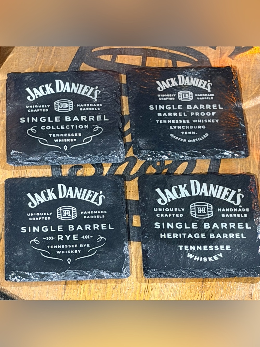 4 Custom Jack Daniels Engraved Slate Coasters